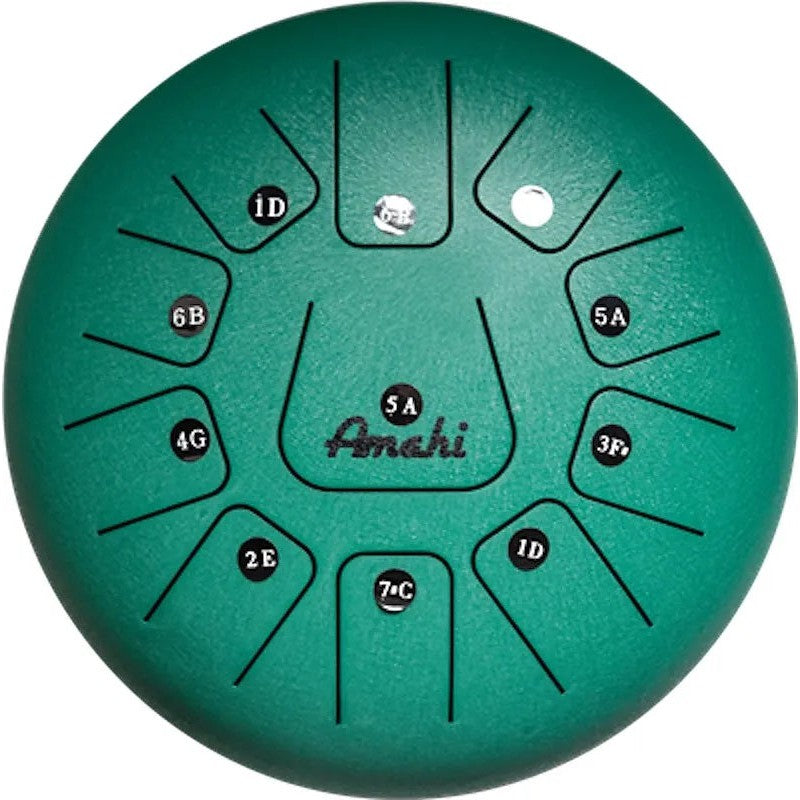 Amahi KLG12-11GR 12" Steel Tongue Drum Key of D, 11-Note with Gig Bag & Mallets-Green-Music World Academy