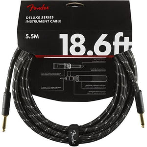Fender Deluxe Series Instrument Cable 1/4" Male-1/4" Male 18.6ft-Black Tweed-Music World Academy