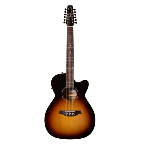 Seagull S12 Series Concert Hall 12-String Acoustic/Electric Guitar with Presys II Pickup-Sunburst-Music World Academy