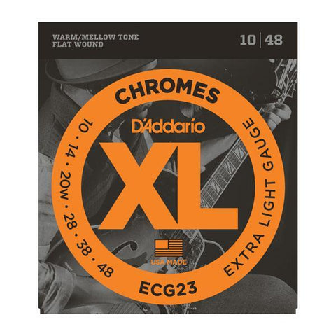 D'Addario ECG23 XL Chromes Flat Wound Electric Guitar Strings Extra Light 10-48-Music World Academy