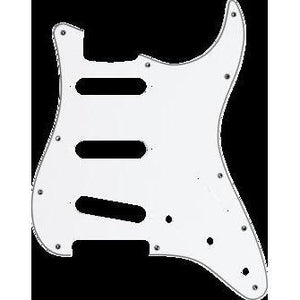 Fender Pickguard Strat Style SSS 11-Hole 3-Ply-White/Black/White-Music World Academy