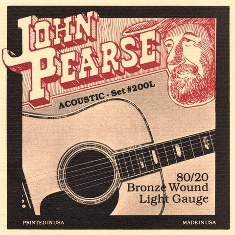 John Pearse 200L 80/20 Bronze Acoustic Guitar Strings Light 12-53-Music World Academy
