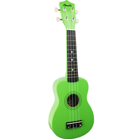 Amahi AMUKLG Jelly Bean Collection Soprano Ukulele with Gig Bag-Sour Apple Green-Music World Academy