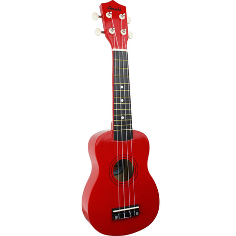 Amahi AMUKRD Jelly Bean Collection Soprano Ukulele with Gig Bag-Red Apple-Music World Academy