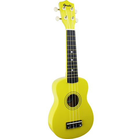 Amahi AMUKYW Jelly Bean Collection Soprano Ukulele with Gig Bag-Lemon Drop-Music World Academy