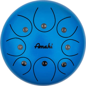 Amahi KLG10-8BL 10" Steel Tongue Drum Key of D, 8-Note with Gig Bag & Mallets-Blue-Music World Academy