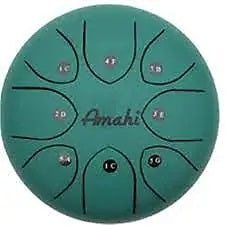 Amahi KLG10-8GR 10" Steel Tongue Drum Key of D, 8-Note with Gig Bag & Mallets-Green-Music World Academy