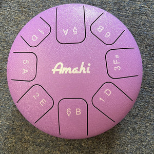 Amahi KLG10-PU 10" Steel Tongue Drum Key of D, 8-Note with Gig Bag & Mallets-Purple-Music World Academy