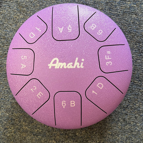 Amahi KLG10-PU 10" Steel Tongue Drum Key of D, 8-Note with Gig Bag & Mallets-Purple-Music World Academy