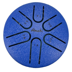 Amahi KLG3-BL 3" Steel Tongue Drum Key of A, 6-Note with Gig Bag & Mallets-Blue-Music World Academy