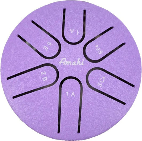 Amahi KLG3-PU 3" Steel Tongue Drum Key of A, 6-Note with Gig Bag & Mallets-Purple-Music World Academy