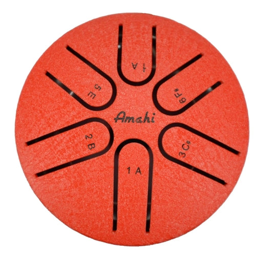 Amahi KLG3-RD 3" Steel Tongue Drum Key of A, 6-Note with Gig Bag & Mallets-Red-Music World Academy