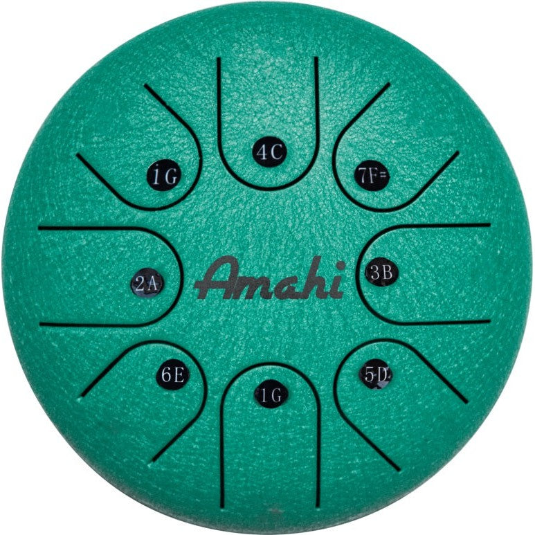 Amahi KLG6-6GR 6" Steel Tongue Drum Key of G, 8-Note with Gig Bag & Mallets-Green-Music World Academy