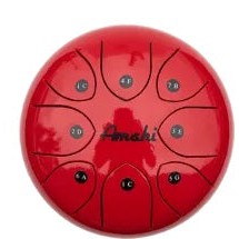 Amahi KLG8RD 8" Steel Tongue Drum Key of C, 8-Note with Gig Bag & Mallets-Red-Music World Academy