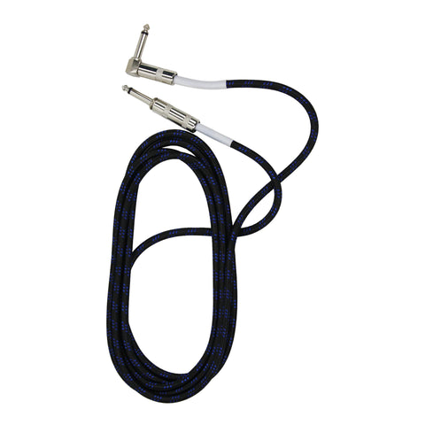 Amahi NC-E Instrument Cable 1/4RA Male-1/4 Male, Blue/Black-10ft-Music World Academy