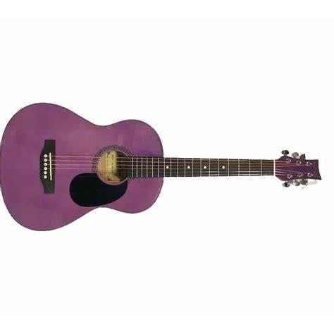 Beaver Creek BCTD601TPR 3/4 Size Acoustic Guitar with Gig Bag-Transparent Purple-Music World Academy