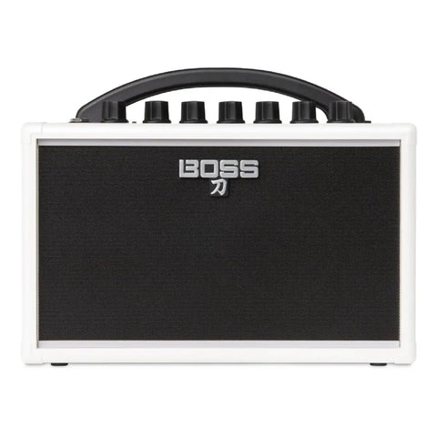 Boss KTN-MINI-W Katana Mini Electric Guitar Amplifier with 4" Speaker-7 Watts, White-Music World Academy