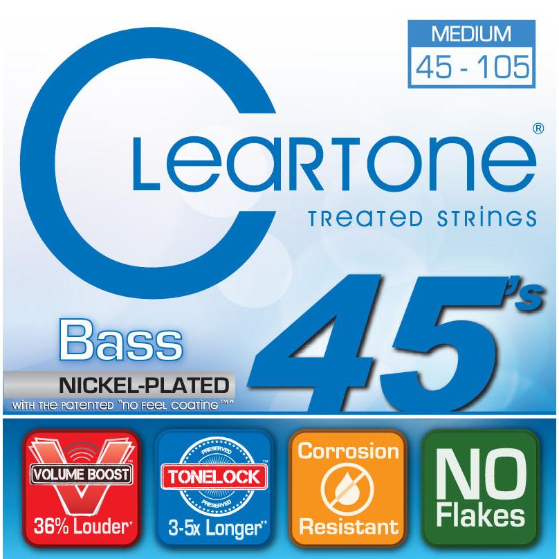 Cleartone 6445 Nickel Plated Coated Bass Strings Medium 45-105-Music World Academy