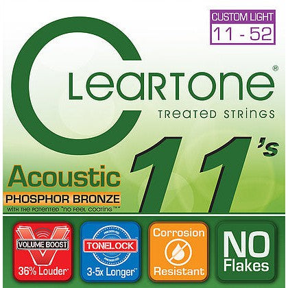 Cleartone 7411 Phosphor Bronze Coated Acoustic Guitar Strings Extra Light 11-52-Music World Academy