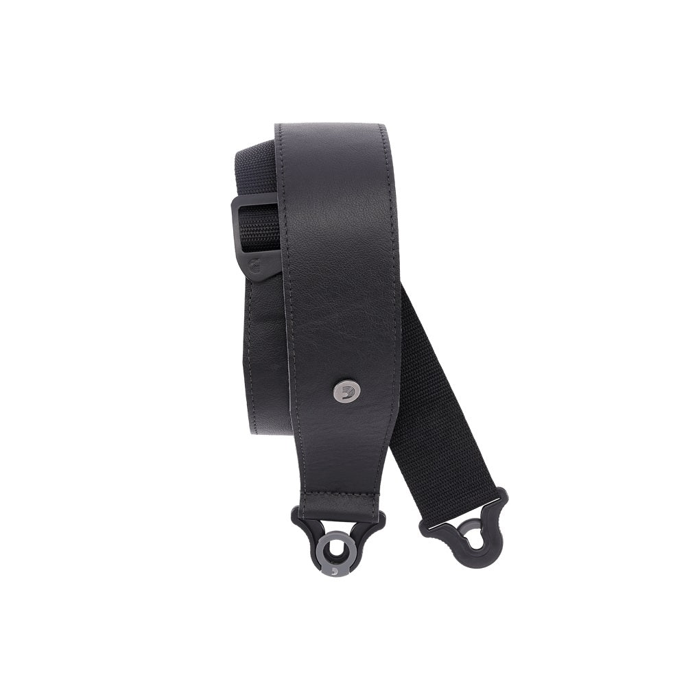 D'Addario 25BAL00 2.5" Comfort Leather Auto Lock Guitar Strap-Black-Music World Academy