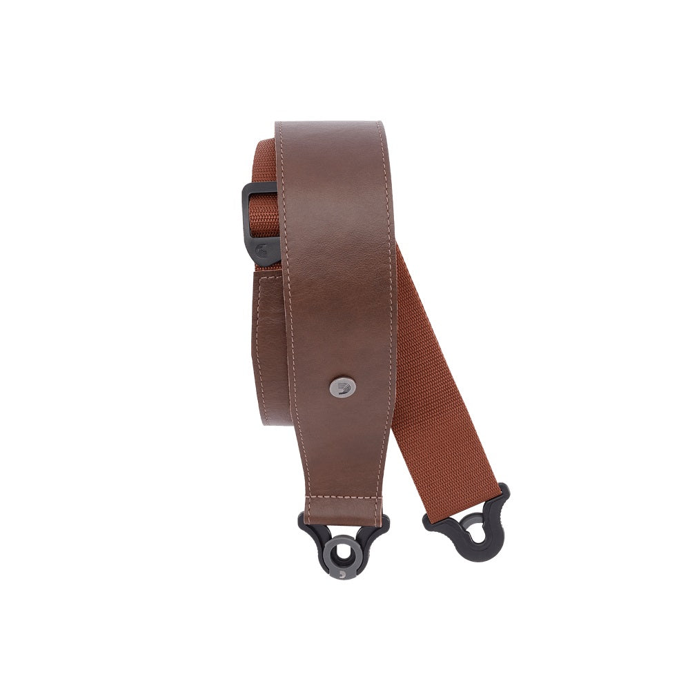 D'Addario 25BAL02 2.5" Comfort Leather Auto Lock Guitar Strap-Brown-Music World Academy