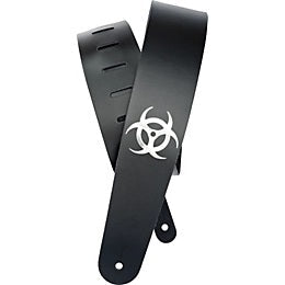 D'Addario 25BLBIO 2.5" Basic ICON Leather Guitar Strap-Black with Biohazard Design-Music World Academy