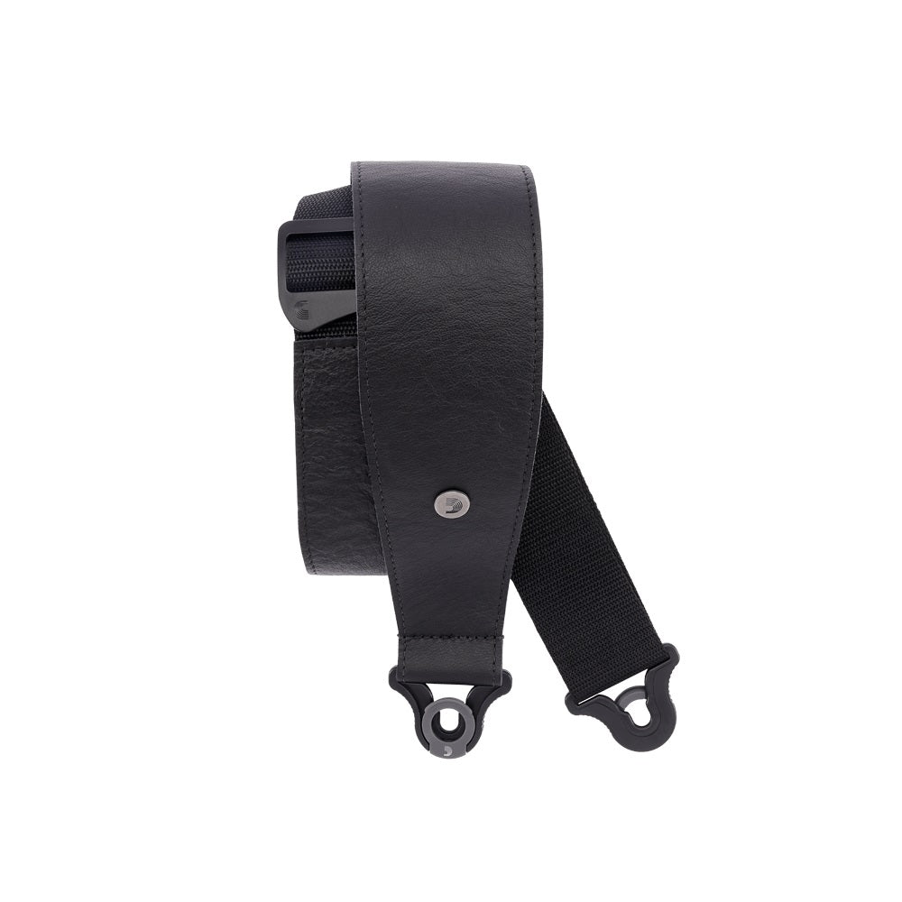 D'Addario 30BAL00 3" Comfort Leather Auto Lock Guitar Strap-Black-Music World Academy