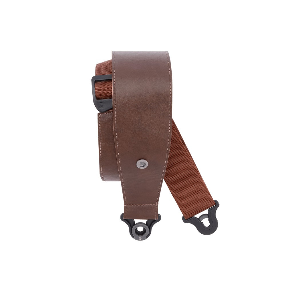 D'Addario 30BAL02 3" Comfort Leather Auto Lock Guitar Strap-Brown-Music World Academy