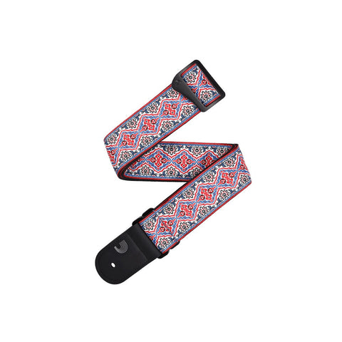 D'Addario 50RW07 Eco-Comfort Persian Woven Guitar Strap-White/Red/Blue-Music World Academy