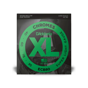 D'Addario ECB80 Chromes Flat Wound Long Scale Bass Strings Super Light 40-95-Music World Academy