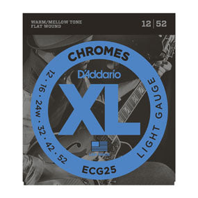 D'Addario ECG25 XL Chromes Flat Wound Electric Guitar Strings Light 12-52-Music World Academy