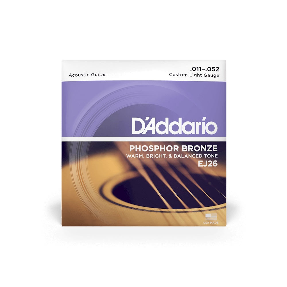 D'Addario EJ26-3D Phosphor Bronze Acoustic Guitar Strings 3-Pack Custom Light 11-52-Music World Academy