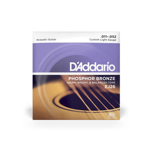 D'Addario EJ26-3D Phosphor Bronze Acoustic Guitar Strings 3-Pack Custom Light 11-52-Music World Academy