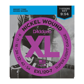 D'Addario EXL120-7 XL Nickel Wound 7-String Electric Guitar Strings Super Light 9-54-Music World Academy