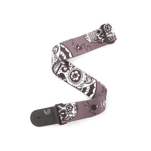 D'Addario P20W1412 2" Guitar Strap-Black Sugar Skulls-Music World Academy