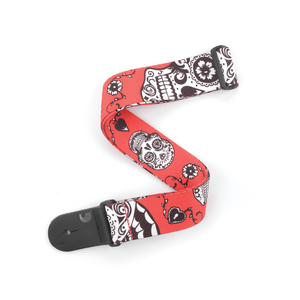 D'Addario P20W1414 2" Guitar Strap-Red Sugar Skulls-Music World Academy