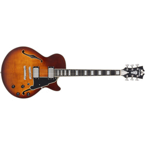 D'Angelico DAPSSDITBNS Premier SS Single Cutaway Semi-Hollow Body Electric Guitar with Gig Bag-Dark Iced Tea Burst-Music World Academy