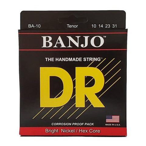 DR BA-10 Tite-Fit Bright Nickel Hex Core Tenor Banjo Strings 10-31-Music World Academy