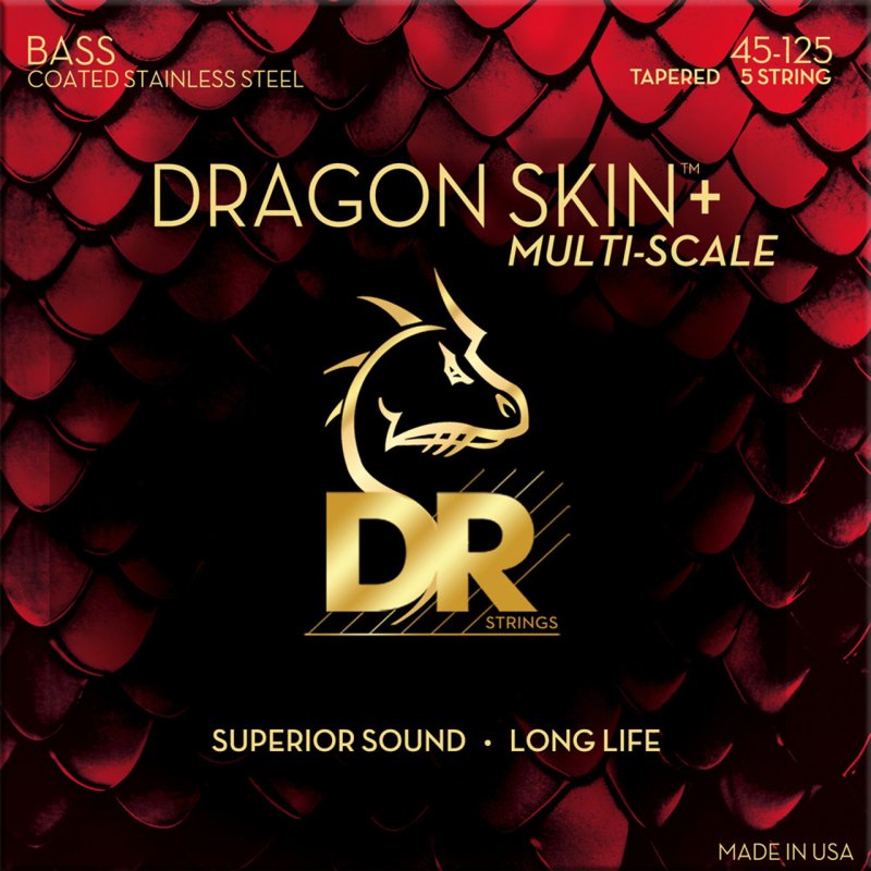 DR DBSM5-45 Dragon Skin+ Coated Tapered 5-String Bass Guitar Strings Medium 45-125-Music World Academy