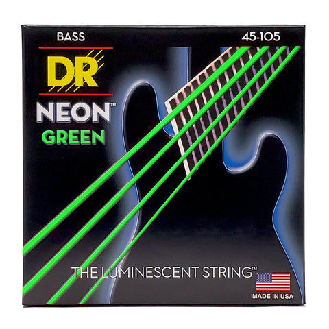 DR NGB-45 Neon Bass Guitar Strings Medium 45-105 Hi-Def Green-Music World Academy