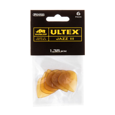 Dunlop 427P Ultex Jazz III Guitar Picks 1.38mm 6-Pack-Music World Academy