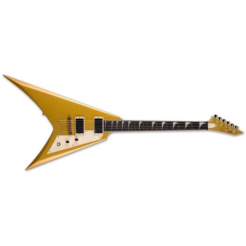 ESP LTD KH-V-MGO Kirk Hammett KH-V Electric Guitar with Hardshell Case-Metallic Gold-Music World Academy