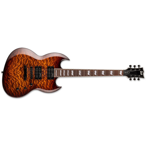 ESP LTD VIPER-256-QM-DBSB Electric Guitar-Dark Brown Sunburst-Music World Academy