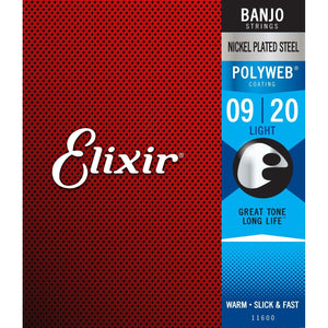 Elixir 11600 Polyweb Coated Banjo Strings Light 9-20 (Discontinued)-Music World Academy