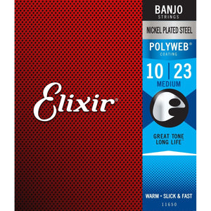 Elixir 11650 Polyweb Coated Banjo Strings Medium 10-23 (Discontinued)-Music World Academy