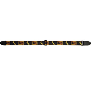 Fender 2" Monogrammed Guitar Strap-Black/Yellow/Brown-Music World Academy