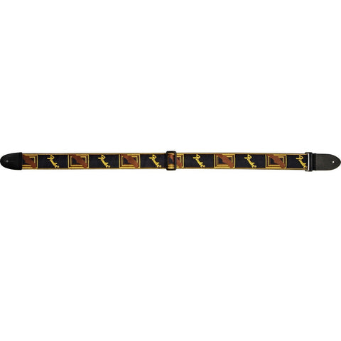 Fender 2" Monogrammed Guitar Strap-Black/Yellow/Brown-Music World Academy