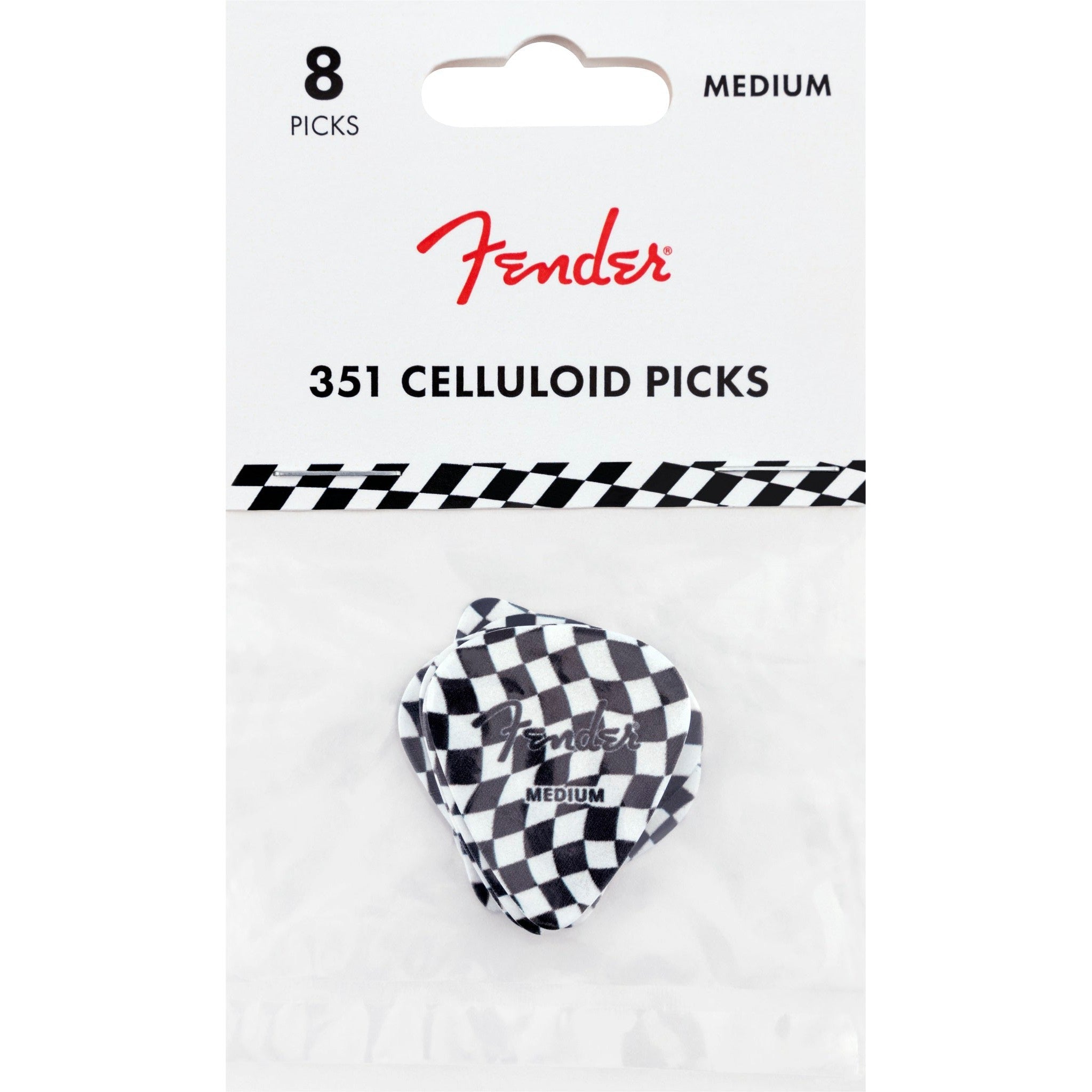 Fender 351 Celluloid Medium Guitar Picks 8-Pack-Checker-Music World Academy