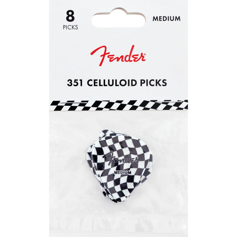 Fender 351 Celluloid Medium Guitar Picks 8-Pack-Checker-Music World Academy