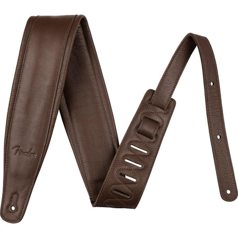 Fender 3.5" Premium Leather Guitar Strap-Brown-Music World Academy